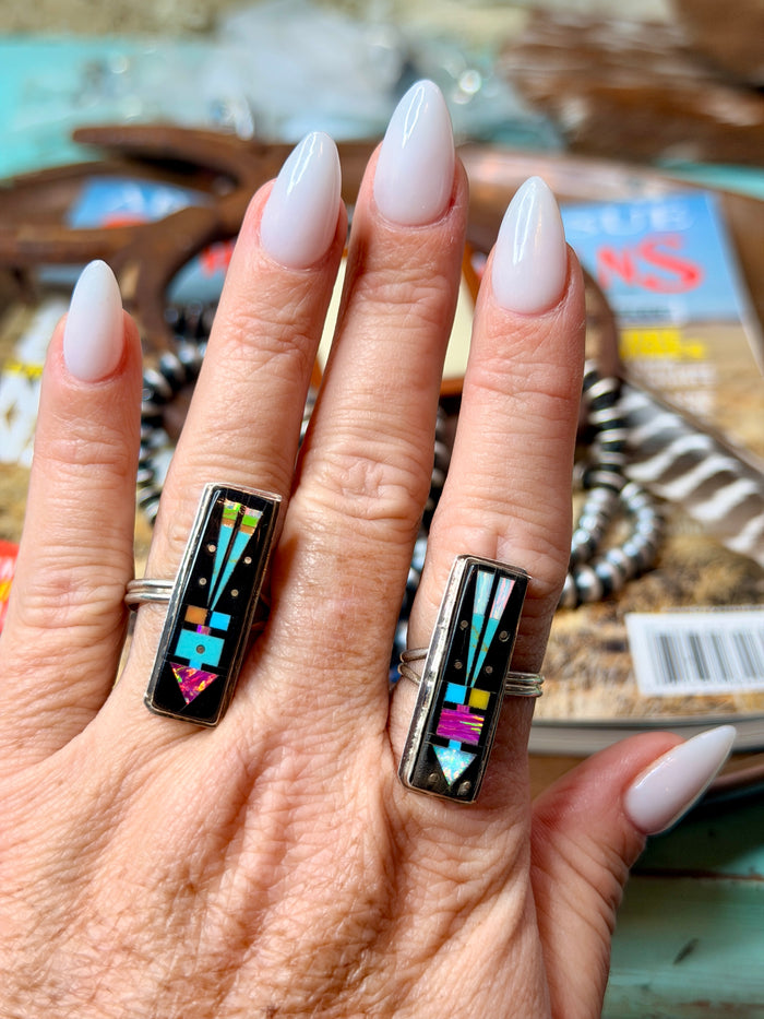 Navajo Night Sky Multi-Color Inlay Adjustable Ring