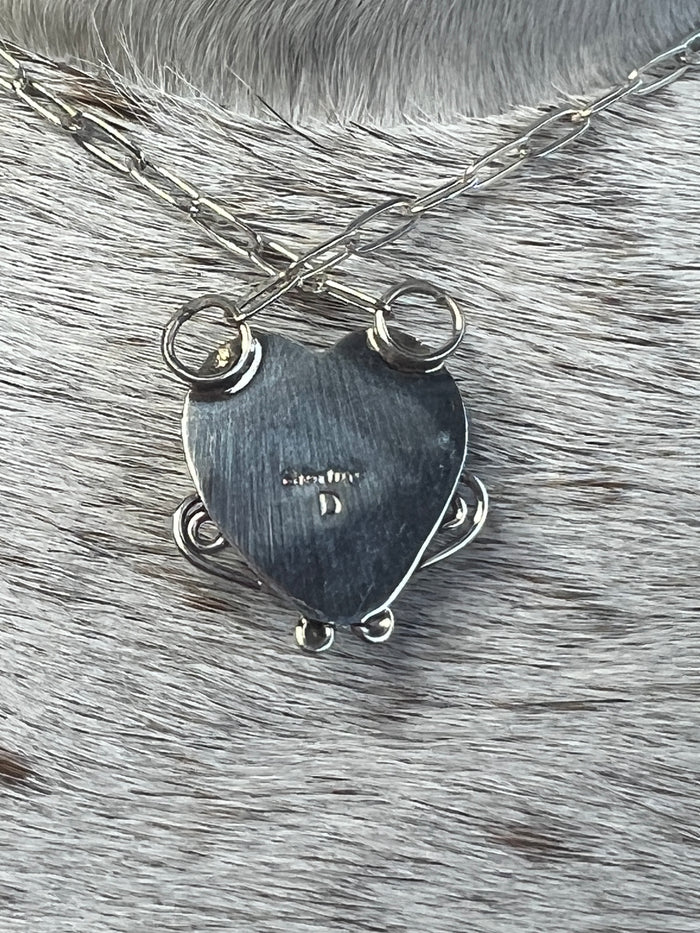 Navajo Sterling Purple Spiny Oyster Heart Pendant Necklace