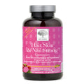 Pink bottle of New Nordic Hair, Skin & Nail Strong Gummies on a white background