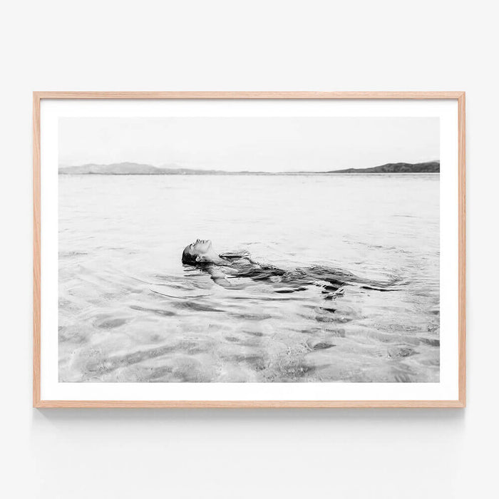 Ocean Moment wall art print in oak frame
