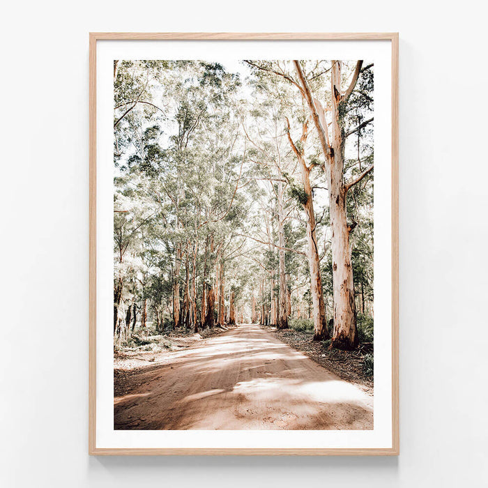 Old Vasse Road wall art print in oak frame