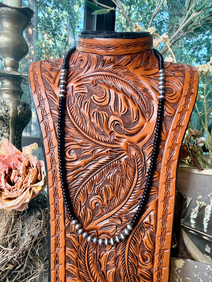 Onyx & Sterling Silver Pearls Necklace