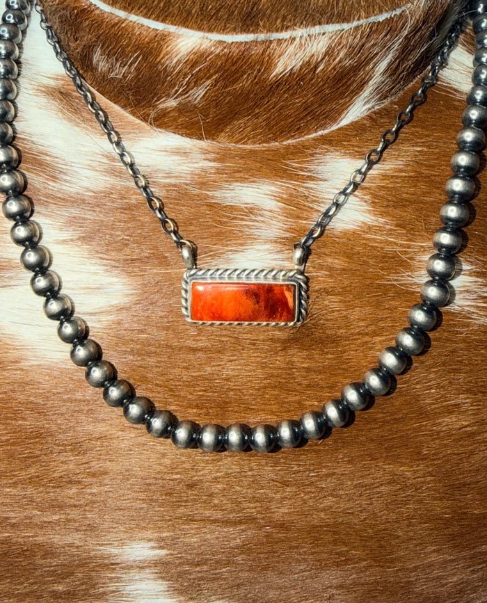 Orange Spiny Bar Necklace by C Belone