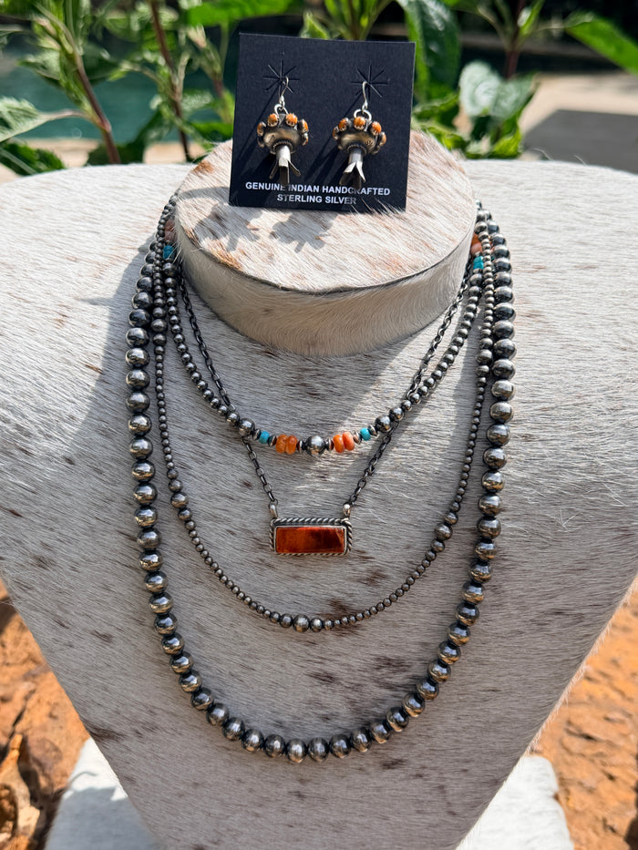 Orange Spiny Bar Necklace by C Belone