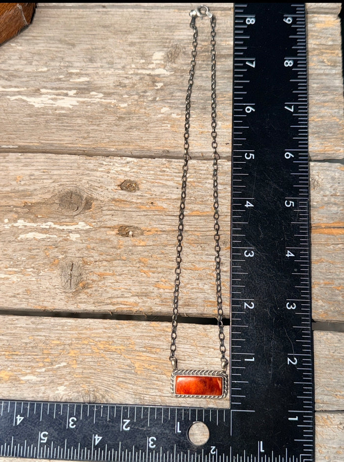 Orange Spiny Bar Necklace by C Belone