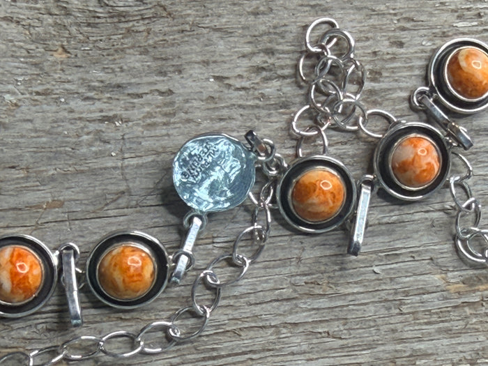 Orange Spiny Necklace and Earrings Set