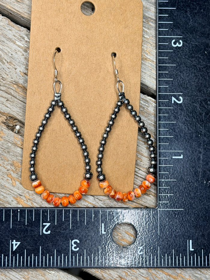 Orange Spiny Oyster Earrings – Sterling Silver Pearls