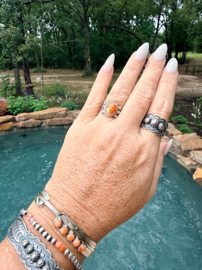 Orange Spiny Ring size 6.5