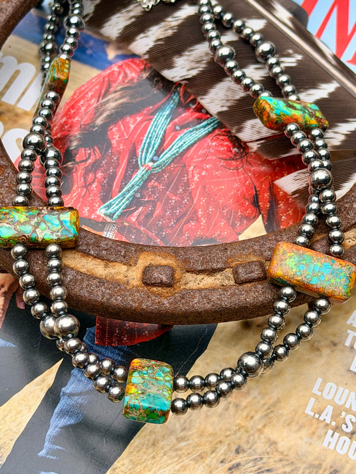 Orange/Turquoise Double Strand Necklace