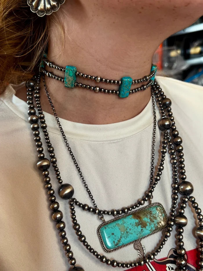Orange/Turquoise Double Strand Necklace