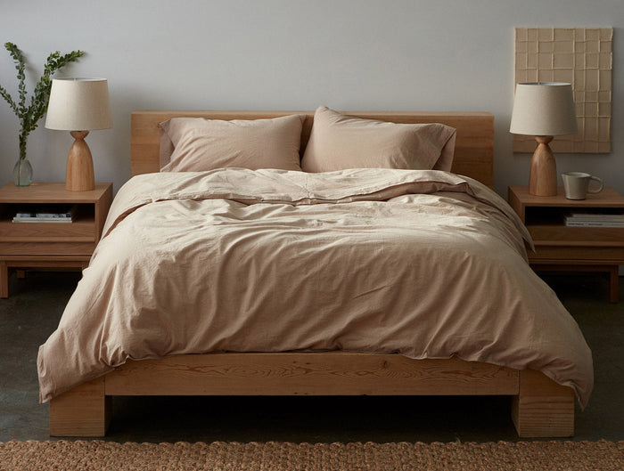 Organic Crinkled Percale™️ Duvet Cover | Hazel Chambray