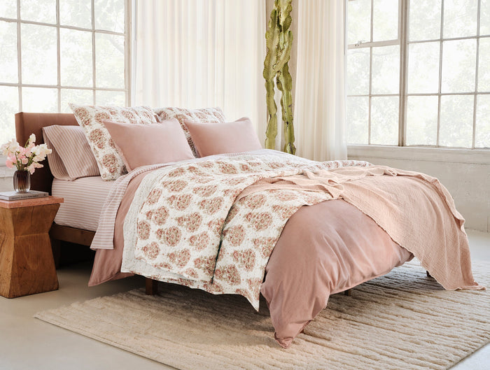 Organic Crinkled Percale™ Duvet Cover - Coyuchi | Praline Chambray