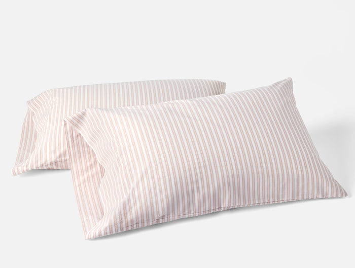 Organic Crinkled Percale™ Pillowcases - Coyuchi | Praline Stripe