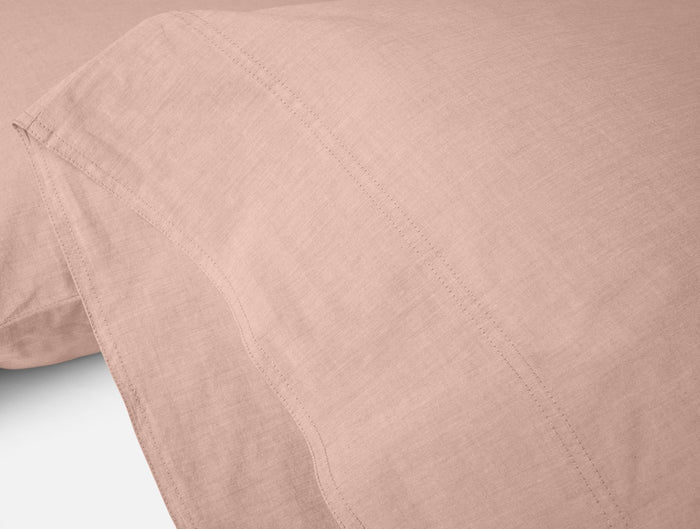 Organic Crinkled Percale™ Pillowcases - Coyuchi | Praline Chambray