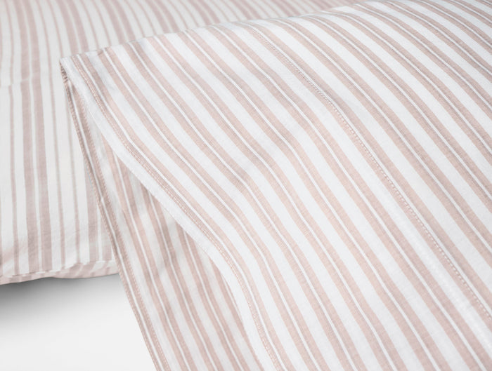 Organic Crinkled Percale™ Pillowcases - Coyuchi | Praline Stripe