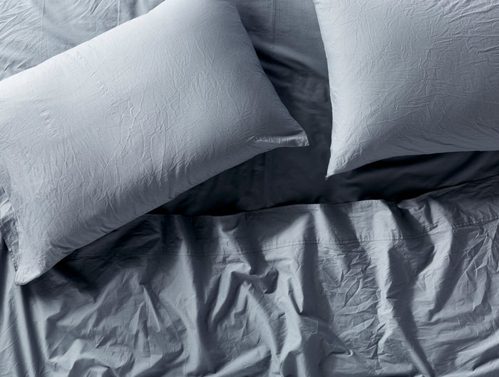 Organic Crinkled Percale™ Pillowcases - Coyuchi | Steel Blue