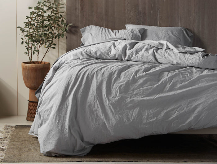 Organic Crinkled Percale™ Pillowcases - Coyuchi | Pewter