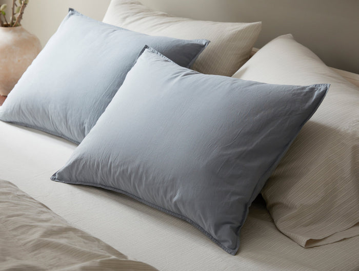Organic Crinkled Percale™ Sham | Steel Blue