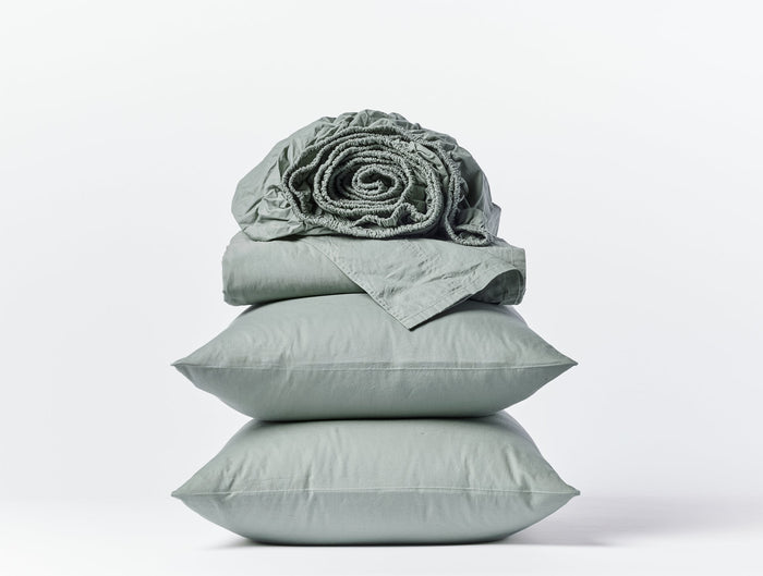 Organic Crinkled Percale™ Sheet Set - Coyuchi | Sage