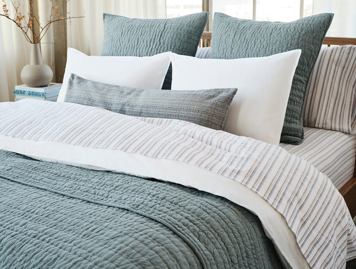 Organic Crinkled Percale™ Sheet Set - Coyuchi | Surf Stripe