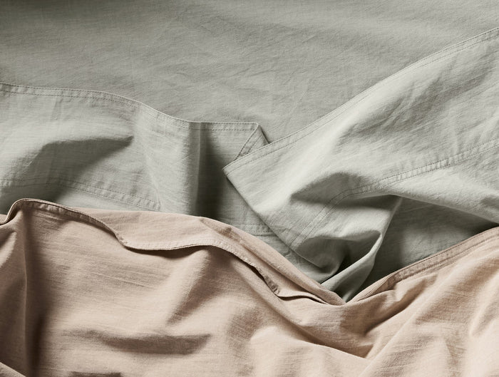 Organic Crinkled Percale™ Sheets | Hazel Chambray