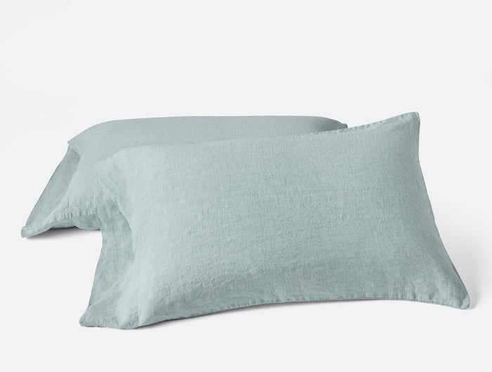 Organic Relaxed Linen Pillowcases - Coyuchi | Pacific Blue Chambray