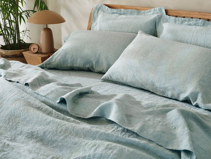 Organic Relaxed Linen Sham - Coyuchi | Pacific Blue Chambray