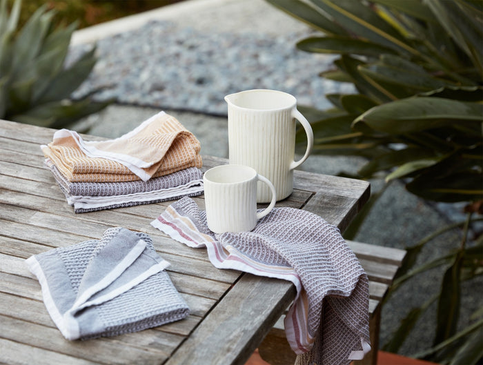 Organic Waffle Kitchen Towels, Set of 6 | Coastal