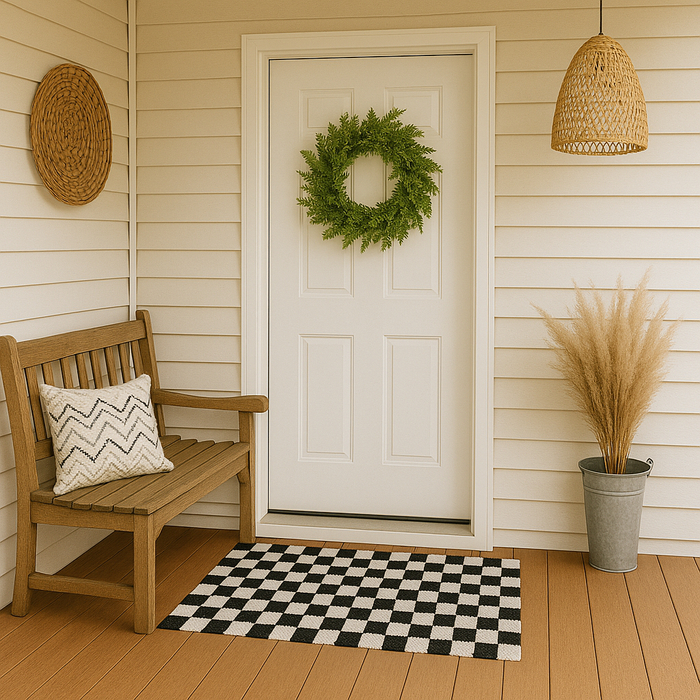 Outdoor Layering Rug, Checkered, size 24x36