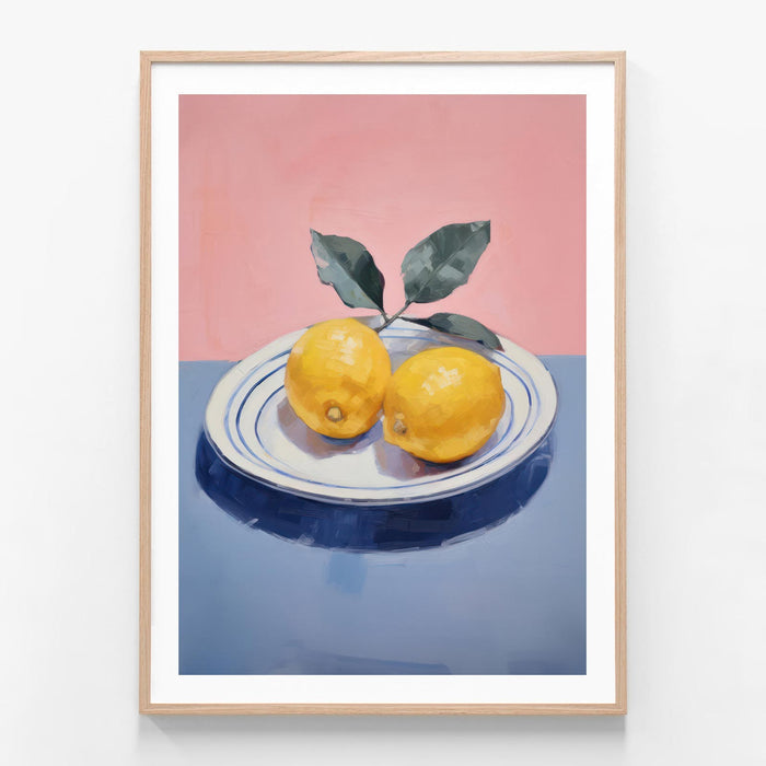 Pair of Lemons oak framed print