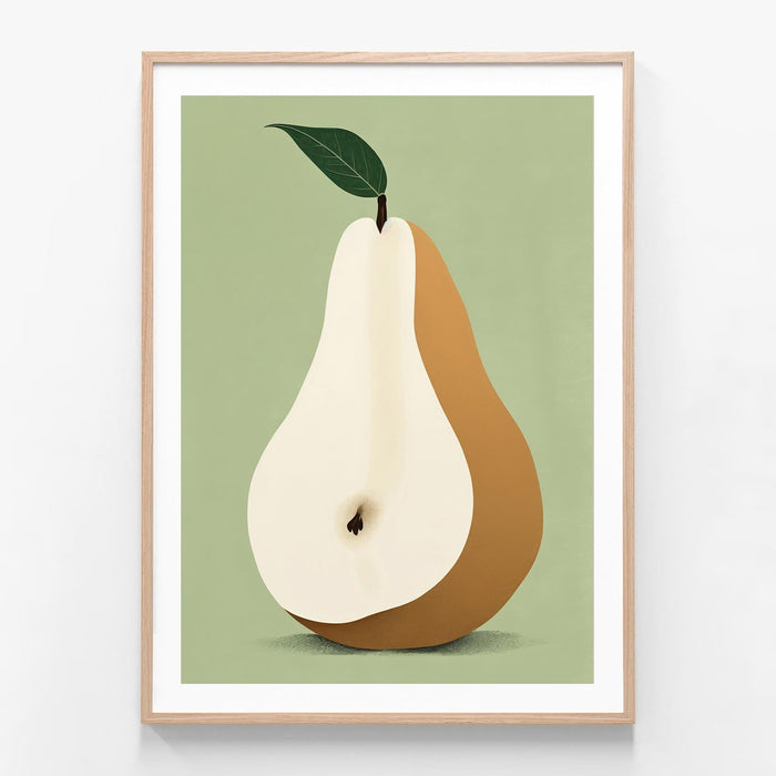 Pear oak framed print