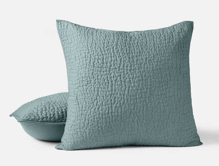 Pebbled Handstitched Organic Sham - Coyuchi | Lagoon