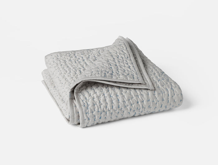Pebbled Handstitched Organic Toddler Quilt | Pale Gray w/Cools