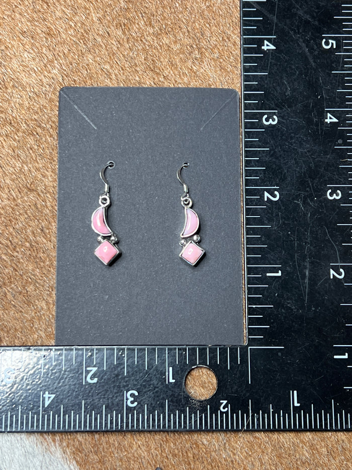 Pink Conch Moon Earrings