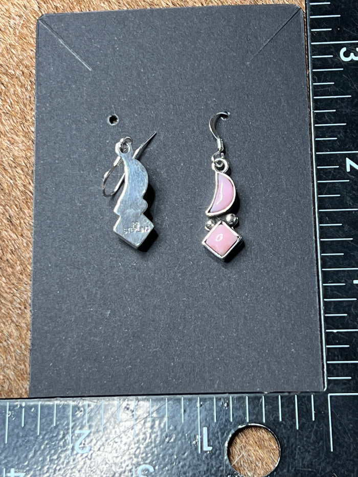 Pink Conch Moon Earrings