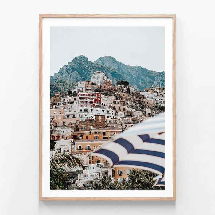 Positano 2 wall art print in oak frame