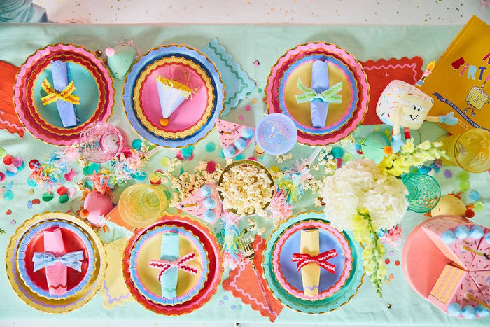 Rainbow Ric Rac Assorted Dessert Plate Set