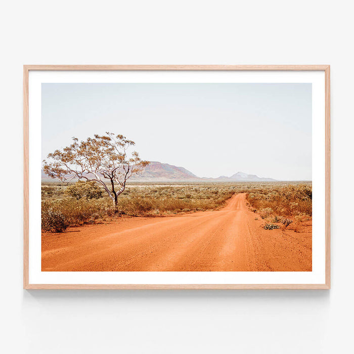 Red Centre wall art print in oak frame