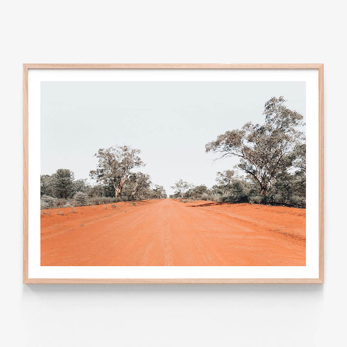 Red Road wall art print in oak frame