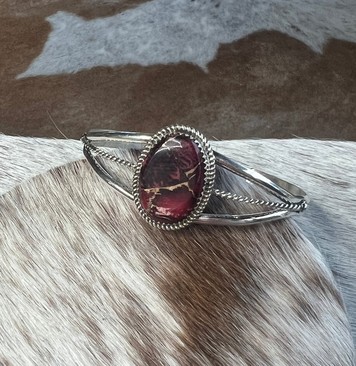 Red Rose Copper Dahlia Cuff by L Etcitty