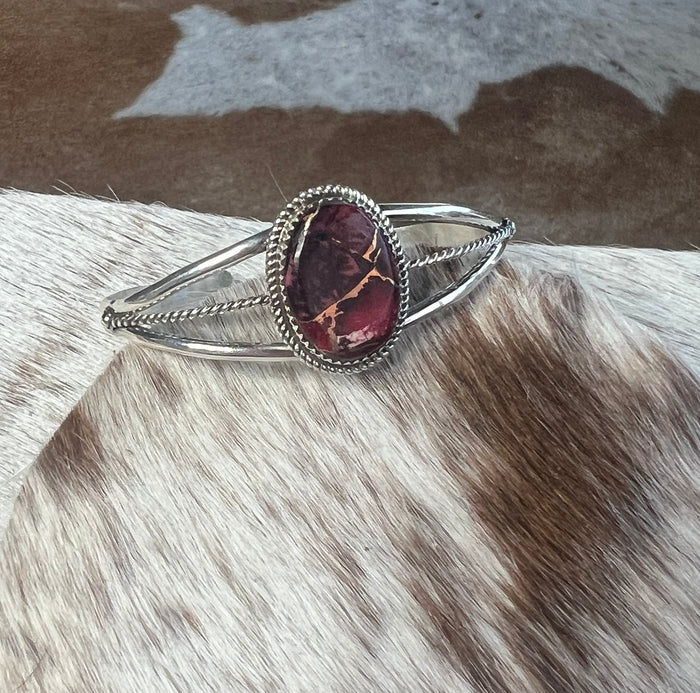 Red Rose Copper Dahlia Cuff by L Etcitty