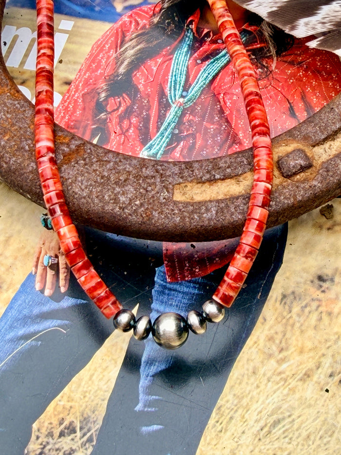 Red Spiny Oyster Desert Pearl Beaded Necklace