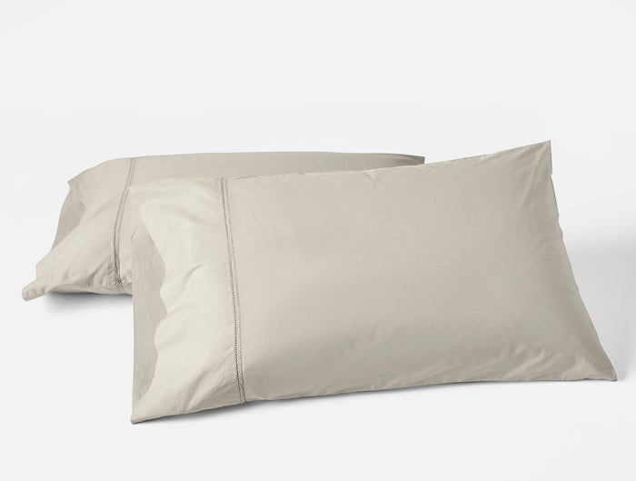 Lattice Organic Percale Pillowcases - Coyuchi | Stone