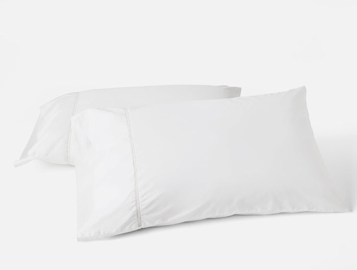 Lattice Organic Percale Pillowcases - Coyuchi | Alpine White