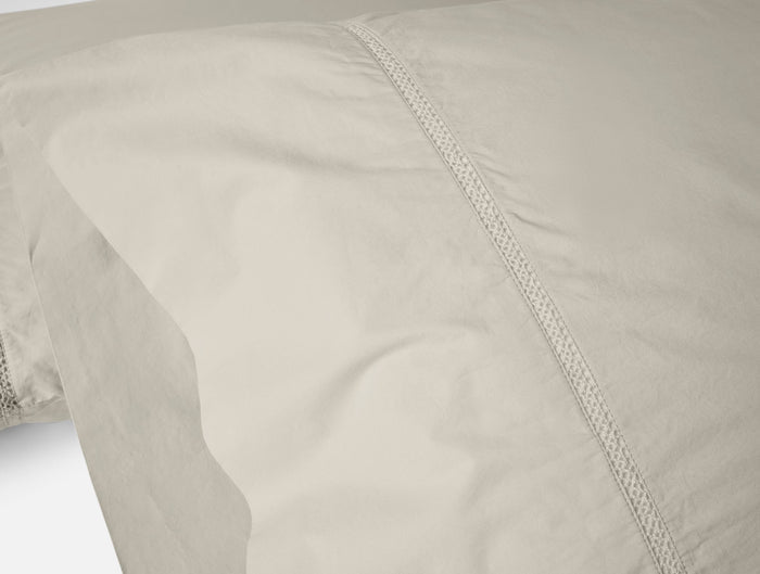 Lattice Organic Percale Pillowcases - Coyuchi | Stone
