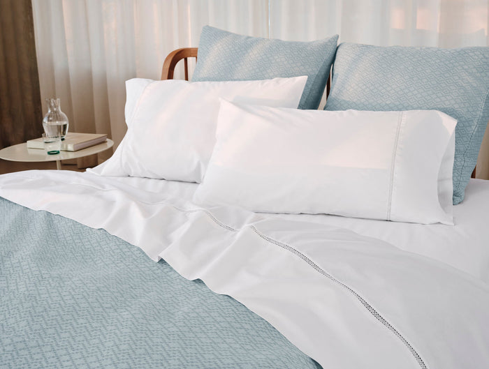 Lattice Organic Percale Pillowcases - Coyuchi | Alpine White