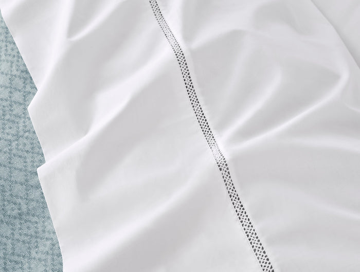 Lattice Organic Percale Pillowcases - Coyuchi | Alpine White