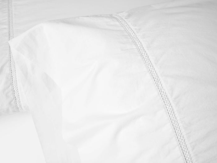 Lattice Organic Percale Pillowcases - Coyuchi | Alpine White