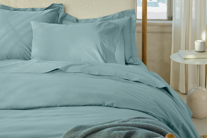 300 Thread Count Organic Percale Pillowcases - Coyuchi | Pacific Blue