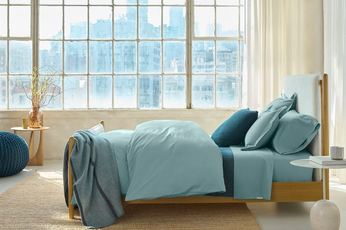 300 Thread Count Organic Percale Sheet Set - Coyuchi | Pacific Blue